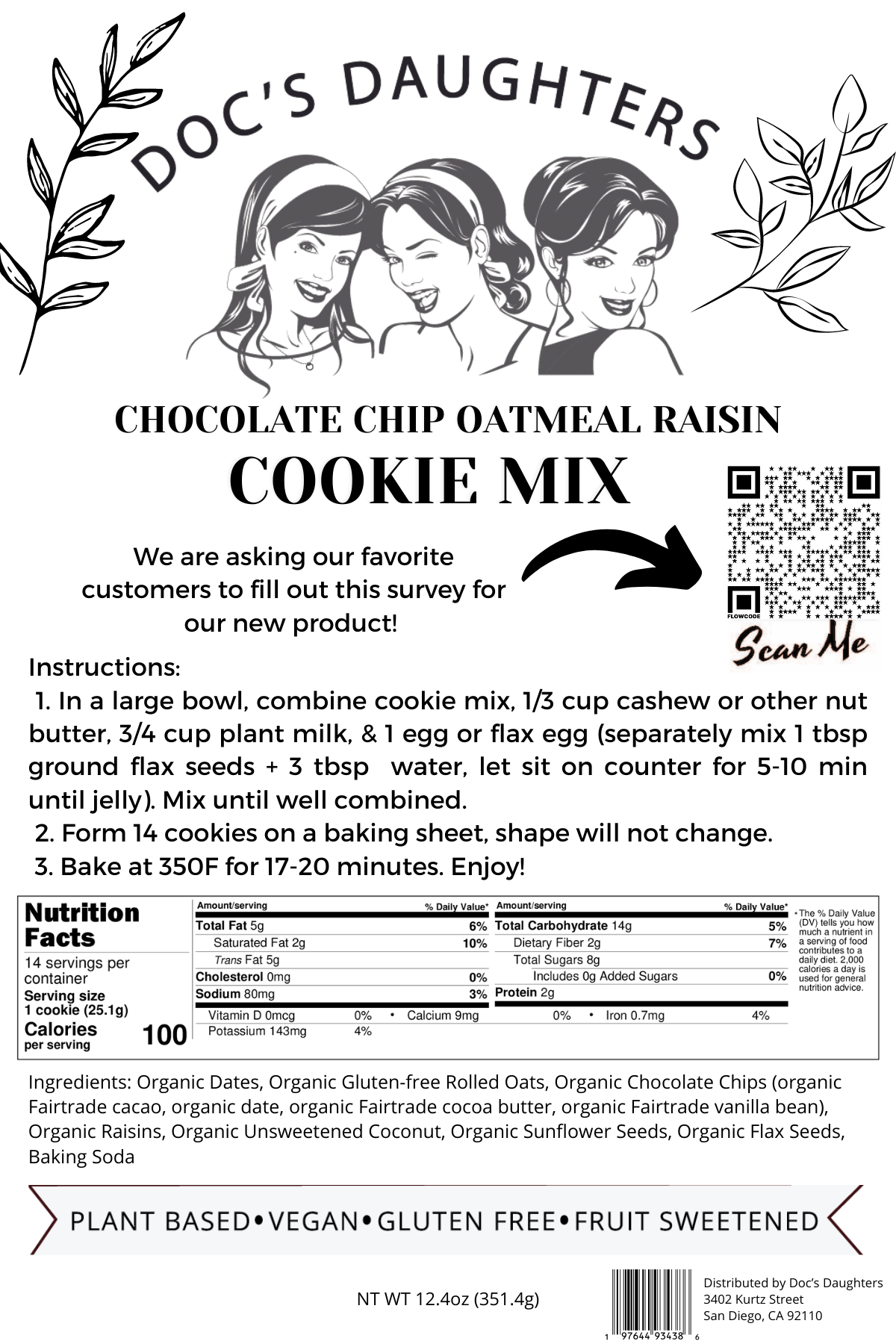 Chocolate Chip Oatmeal Raisin Cookie Mix (1, 3, or 6 pack)