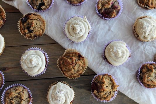 Berry Breakfast Muffins with Cashew Frosting: A Morning Antioxidant Boost!